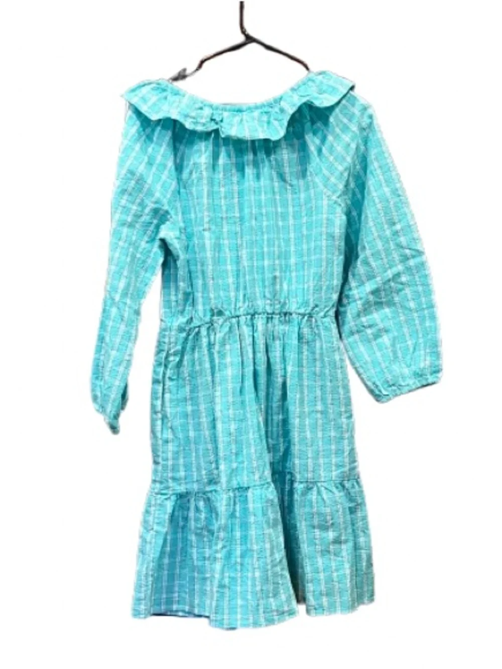 NWT J.Crew Seersucker Ruffle Neck Dress Radiant Aqua Size 6